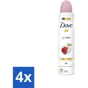4 x Dove - Deodorant - Spray Go Fresh - Granaatappel - Fruitige geur - 250 ml - Deodorant Spray - Anti-transpirant - Dove - Granaatappel - Citroenverbena