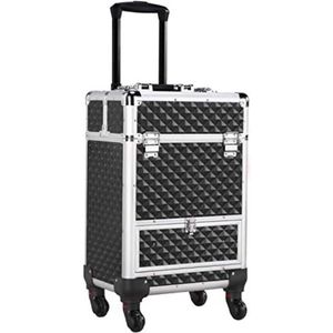 Kapperskoffer - Kapperstrolley - Kapperskoffer Trolley - Kappers Trolley Met Wielen - Zwart