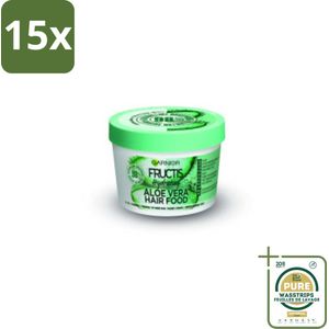15 x Garnier - Fructis Hair Food Aloe Vera - 3-in-1 Haarmasker - Normaal tot Droog Haar - 400 ml - Grootverpakking - Haarmasker - Aloe Vera - Hydratatie - Droog Haar - 3-in-1