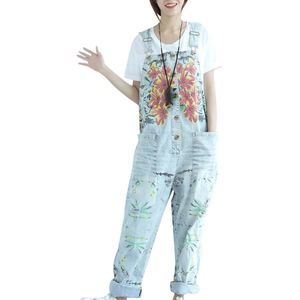 Dames Zomer Wijde Pijpen Broek Denim Tuinbroek Jumpsuit
