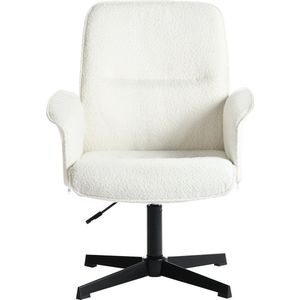 MEUBLES COSY Bureaustoel-Teddy Stoel-avec Zachte Bouclé Bekleding-Roomwit-met rugleuning-Microfiber Stof-in Moderne Look - Ergonomische Bureaustoel