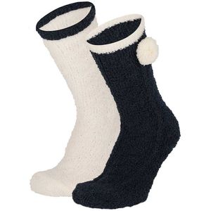 Apollo - Bedsokken - Blauw/wit - 2-Pack - Slofsokken