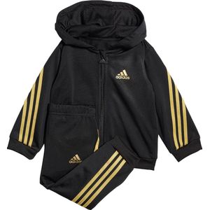 Adidas future icons shiny allover print trainingspak (uniseks) in de kleur zwart/goud.