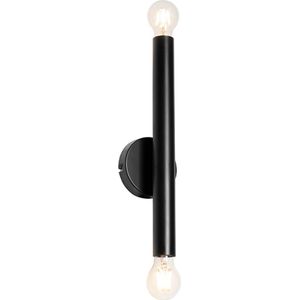 QAZQA tubi - Art Deco Wandlamp Up Down voor binnen - 2 lichts - D 8.5 cm - Zwart - Woonkamer | Slaapkamer | Keuken