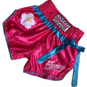 Fluory Kickboks Muay Thai Broekje Roze Blauw Strikje MTSF85 - XS