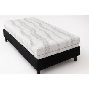 Nessa® - 70x200 - Boxspring Furkan - Zwart PU Skin Leder - Inclusief Pocketvering Matras