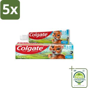 5 x Colgate - Bubble Fruit - Kindertandpasta - Voor 2 tot 5 jaar oud - 50ml - Grootverpakking - Tandpasta Voor Kinderen - Kindertandpasta - Fluoride Tandpasta - Bubble Fruit - Colgate