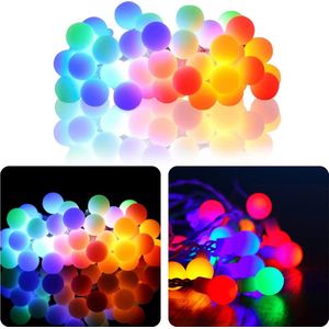 Cheqo® Lichtsnoer - Fairy Lights - Lichtslinger voor Binnen en Buiten - Kerst Verlichting - Tuinverlichting - Feestverlichting - Partyverlichting - 80 LED Bolletjes - ø25mm - Multicolor - 16 Meter