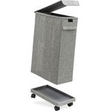 50L Smalle Wasmand met Deksel en Wieltjes - 20x40x60 Opvouwbare Nis Wasbox Smal