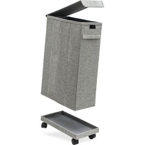 50L Smalle Wasmand met Deksel en Wieltjes - 20x40x60 Opvouwbare Nis Wasbox Smal