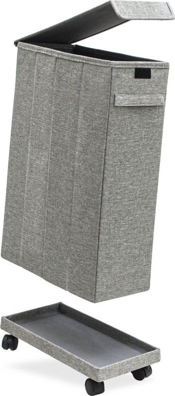 50L Smalle Wasmand met Deksel en Wieltjes - 20x40x60 Opvouwbare Nis Wasbox Smal