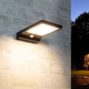 Solar Wandlamp Buiten 'Slim' - Zwart - Met Bewegingsmelder - Wandlamp Op Zonne-energie
