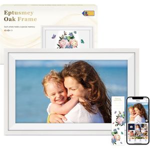 Digitale Fotolijst Eikenhout 15,6 Inch WiFi met 32 GB en HD Touchscreen