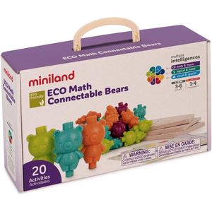Miniland Math Connectable Bears - duurzaam kinderspel - leren tellen - oog en hand coördinatie - gecertificeerd hout en milieu vriendelijke materialen