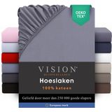 VISION Hoeslaken - 180x200 cm - Grijs - 100% katoen