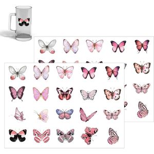 40 stuks transparante vlinderstickers - Zelfklevende decoratie voor plakboek, fotoalbum en scrapbook - Kleurrijke PET-vlinders voor kinderen doe-het-zelf kunst