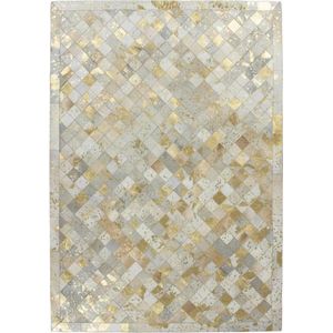 Beige Grijs vloerkleed - 80x150 cm  -  A-symmetrisch patroon Geruit - Modern