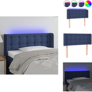 vidaXL Hoofdbord - Hoofdborden - Hoofdeinde - Houten Hoofdbord - Hoofdbord LED 103x16x78/88 cm stof blauw