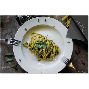 Inductie beschermer 83x51,5 - afdekplaat inductie mat - Dietrix Kookplaat beschermer - DELUXE - Food - Pasta Tagliatelle
