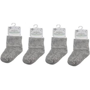 Soft Touch - 4 Paar Baby Sokjes - Grijs - Maat 3-6 mnd - Maat 62/68