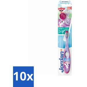 Jordan - Step By Step - Kindertandenborstel - 3-5 jaar - Bulkverpakking - 10 stuks