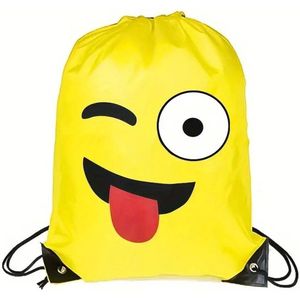 Emoji tas | Wink gezicht met uitgestoken tong en knipoog | Smiley tas | Ideaal als gymtas/ zwemtas/ sporttasje