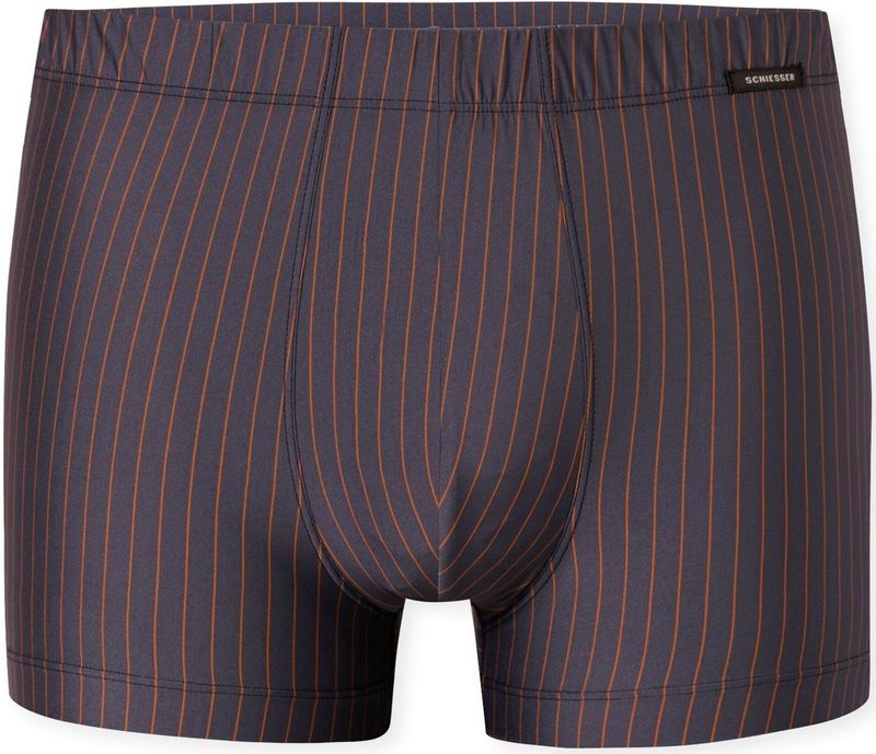 Schiesser - Pure Micro - Shorts - Grafietkleurig - Met Gebreide Krijtstreep in Oranje