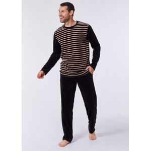 Woody pyjama jongens/heren - bruin-beige gestreept - 212-1-MRL-V/934 - maat 140