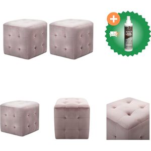 vidaXL Nachtkastjes 2 st 30x30x30 cm fluweel roze - Kast - Inclusief Reiniger