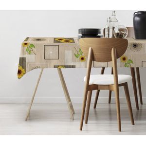 Tafellaken - Tafelzeil - Tafelkleed - Hoogwaardig - Zomers - Afgewerkt met biaislint - Zonnebloem - Rechthoekig - 140cm x 240cm