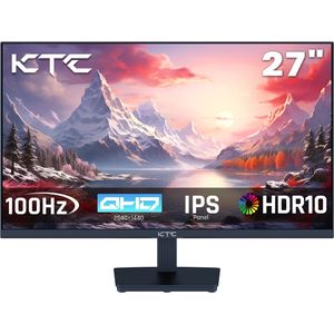 KTC H27T27 Gaming Monitor, 27-inch 2560x1440 QHD IPS-scherm, 100Hz verversingssnelheid, HDR10, 1ms responstijd, Adaptive-Sync, Low Blue Light en Flicker-Free, VESA-muurbevestiging, 2*HDMI 2.0, 1*DP 1.4, 1*hoofdtelefoonaansluiting