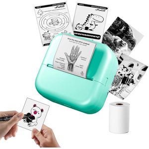 Draagbare thermische fotoprinter Mini - draadloze BT zakprinter - direct oplaadbaar - 1200 mAh - voor reisstudie - notitiemarker dagboek memolijst - groen mini printer