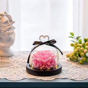 Roos in Glazen Koepel met LED-verlichting - Eeuwige Zijden Roos - Romantisch Verjaardagscadeau voor Haar - Valentijnsdag - Vrouwen - Roze