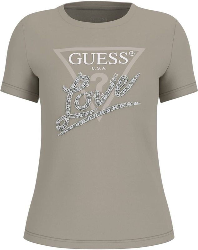 Guess - Driehoekig T-shirt - Grijs - Korte Mouwen