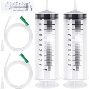 Allecto Premium - Herbruikbare Plastic Spuiten 500ml - 2 stuks - Grote Dispenserspuit met Witte Katheter - Gesealde Steriele Spuiten voor Laboratorium, Industrie en Huisdierenvoeding