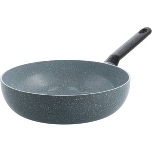 BK Blue Label Granite Keramische Antiaanbak Wokpan zonder deksel Ø28cm – 3.7L – PFAS-vrij – Inductie Wokpan –Ovenbestendig tot 160°C – Vaatwasserbestendig – Snelle opwarming – Koudgrepen – Zonder deksel – Blauw