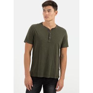 camel active - Henley - Overhemd - Groen - Korte Mouwen - Organic Cotton