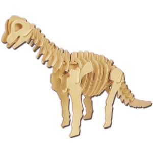 Houten dieren 3D puzzel brachiosaurus dinosaurus - Speelgoed bouwpakket 23 x 18,5 x 0,3 cm.