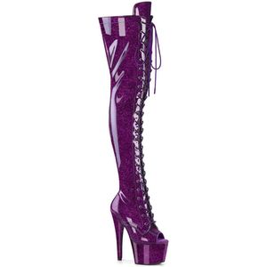 Pleaser - ADORE-3021GP Plateau Overknee Laarzen - US 5 - 35 Shoes - Paars