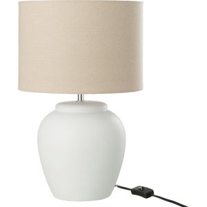 J-Line lamp Meli + kap - keramiek/linnen - wit - small