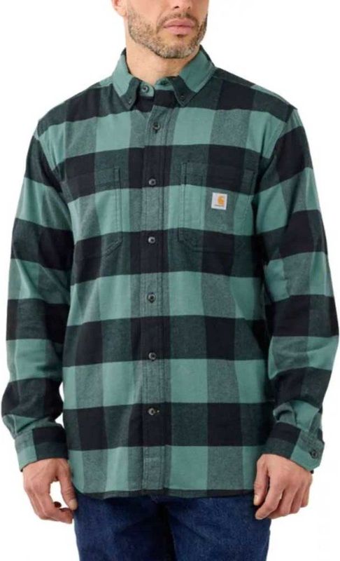 Carhartt - Rugged Flex - Flannel Shirt - Plaid Slate Green - Heren (valt als )