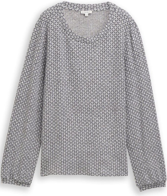 TOM TAILOR - Shirt - Grijs Gemêleerd/Zwart - Lange Mouwen