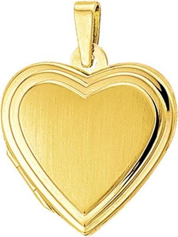 Medaillon - Hart - Geelgoud - 14K - Poli/Mat