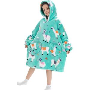 Oversized Hoodie Deken voor Kids – Super Zachte Fleece Deken & Trui – Kids One Size – Lama