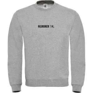 Sweater Grijs XXL - nummer 14 - zwart - soBAD. | Sweater unisex | Sweater man | Sweater dames | Voetbalheld | Voetbal | Legende
