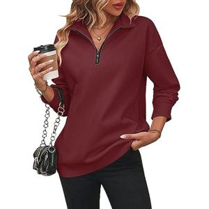 Dames Sweatshirt Half-Zip Turtleneck Pullover Langsleeve Top