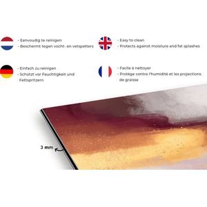 Spatscherm keuken - Abstract - Pastel - Verf - Goud - Glitters - Achterwand keuken - Keuken - 100x65 cm - Spatwand