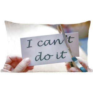 Sierkussens - Kussen - Motiverende quote I can do it op een papier - 50x30 cm - Kussen van katoen