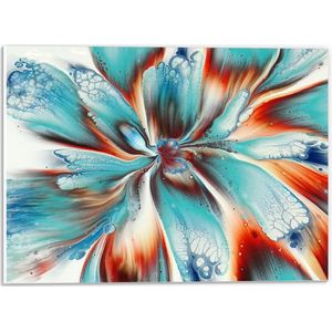 PVC Schuimplaat- Abstracte Verfmix van Blauw en Oranje - 40x30 cm Foto op PVC Schuimplaat
