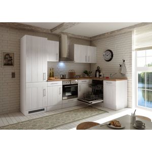 Hoekkeuken 280  cm - complete keuken met apparatuur Anton  - Wit/Wit - soft close - keramische kookplaat - vaatwasser - afzuigkap - oven  - spoelbak